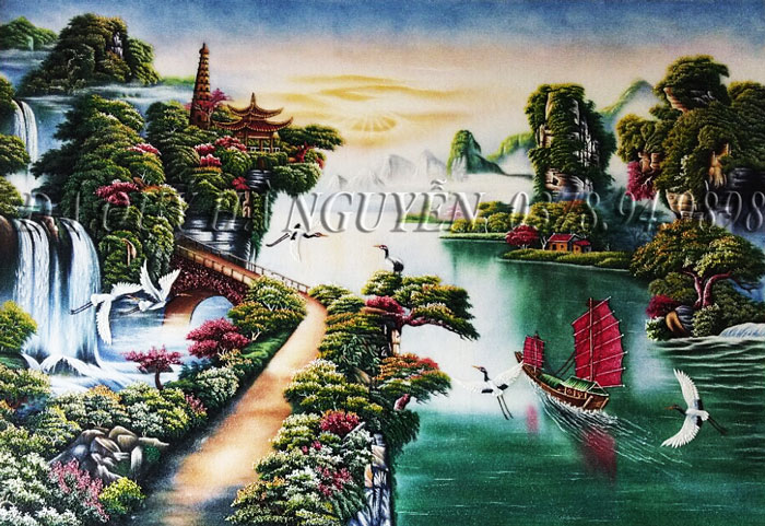 tranh đá quý thuận buồm xuôi gió